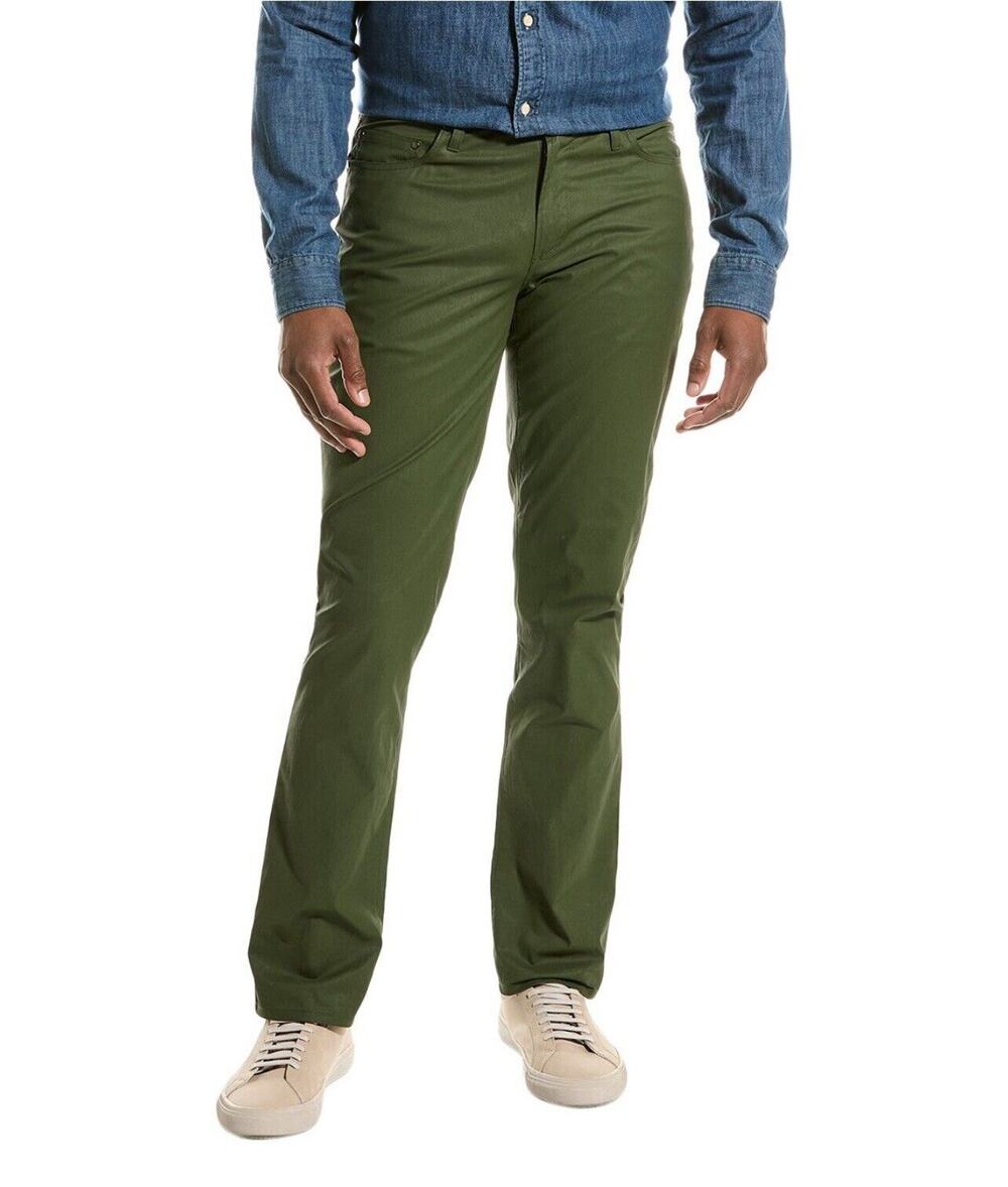 NWT John Varvatos JV-701 Army Green Waxed Coated Jeans Men's 30 Straight Leg